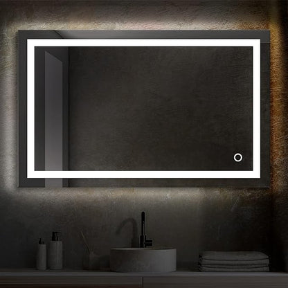 Blossom 48X30 LED Bathroom Mirror with Lights, Anti-Fog, Dimmable, Backlit & Front Lit, Lighted Bathroom Vanity Mirror for Wall, Memory Function, Waterproof, Tempered Glass, Smart Vanity Makeup Mirror