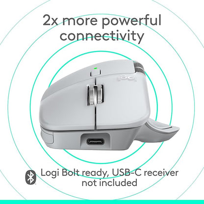Logitech MX Master 4 for Mac, Ergonomic Bluetooth Mouse with Advanced Performance Haptic Feedback, Ultra-Fast Scrolling, USB-C Charging, MacOS, iPadOS, Windows - White Silver