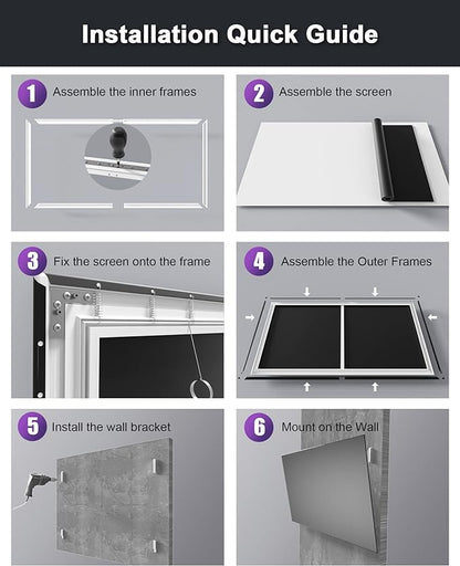 AWOL VISION Ambient Light Rejecting (ALR) Projector Screen for Ultra Short Throw(UST) Projector, 100" Fixed Frame, 80% Picture Quality Improved, 95% Celling Light Rejecting(CLR), Active 3D - C100