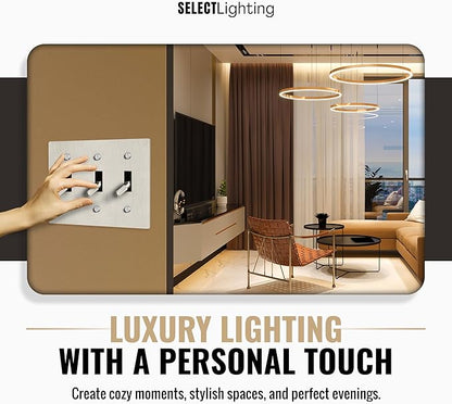 Select 15A 120V AC 3-Gang Toggle Switch, Vintage Satin Nickel Plated Single Pole 3 Way Compatible Wall Mount Toggle Switch, Included Faceplate & Switch Module, UL Listed