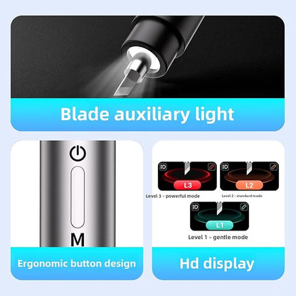 Vikye Ultrasonic Cutter, 40kHz Handheld Craft Cutting Tool 30W 3 Gears with 50 Replacement Blades OLED Display, for Plastic 3D Prints DIY (US Plug)