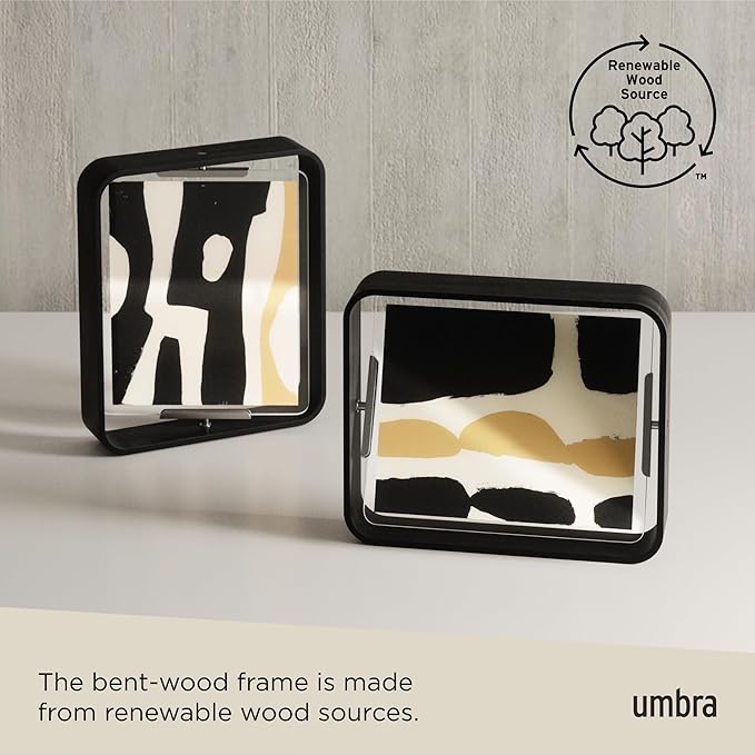 Umbra Bellwood 8x10 Desk Picture Frame with Bent Wood Trim and Two-Sided Rotating Display, Walnut