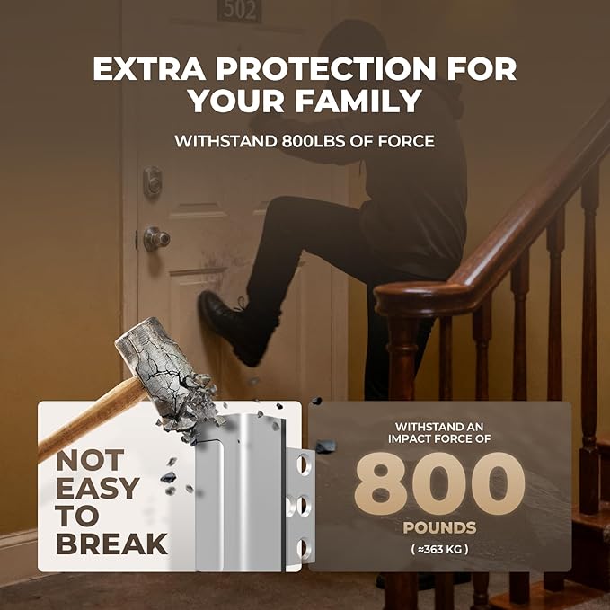 5 Pack Home Security Door Reinforcement Lock, Childproof Safety Door Lock Latch Stopper, Removable Screw-Mounted, Prevent Home Unauthorized Entry, Aluminum Construction, Withstands 800 lbs