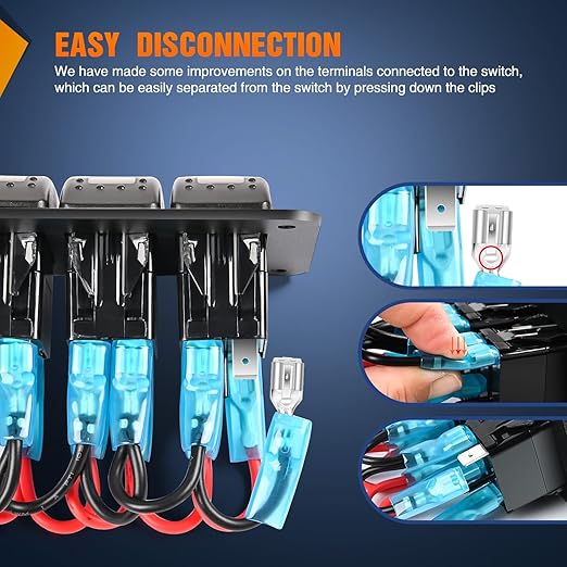 Nilight 8 Gang Rocker Switch Panel with Orange LED Light 5 Pin On Off Pre-Wired Aluminum Toggle Switches Waterproof for 12V/24V Cars Marine Boats ATVs Trailers RV Trucks