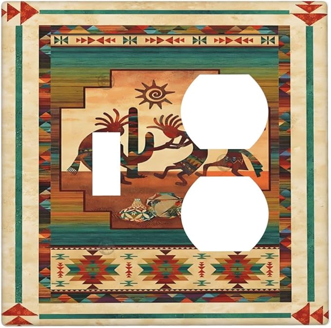 Decorative Outlet Covers Native American African Afro 2 Gang Wall Plate Single Toggle Duplex Light Switch Cover Switch Plate Covers Faceplate for Home Bedroom Decor