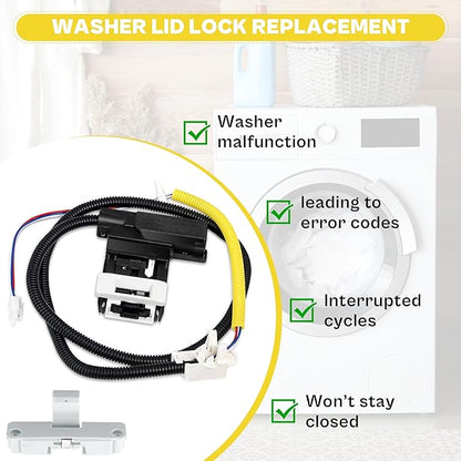 WTW5000DW1 WTW5000DW2 WTW5000DW3 Washer Lid Lock for Whirl-pool,May-tag,Ken-more Washer,W11307244 W10682535 Washer Lid Lock Assembly with W10837741 Washer Lid Strik by TOMOON