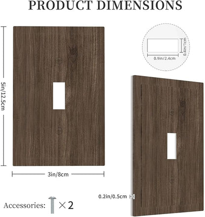 Decorative Light Switch Cover Plate Rustic Walnut Wood Grain 1 Gang Single Toggle Wall Plate Electrical Outlet Covers Decorate Switch Plate Cover for Farmhouse Cabin Decor