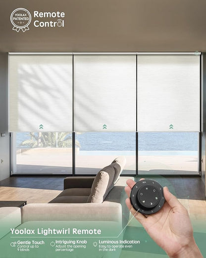 Yoolax Smart Coupled Roller Shades Compatible with Alexa Google, Motorized Blinds with Remote Light Filtering Coupled Roller Shades for X-Large Windows, Custom Size(XL Coupled-Jacquard White)
