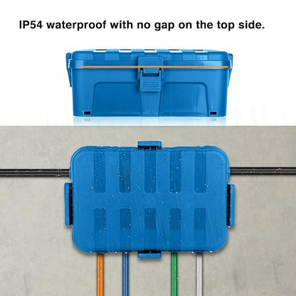 Flemoon Large Outdoor Electrical Box (12.5 x 8.5 x 5 inch), IP54 Waterproof Outdoor Extension Cord Cover Weatherproof, Protect Outlet, Plug, Socket, Timer, Power Strip, Holiday Light Decoration, Blue