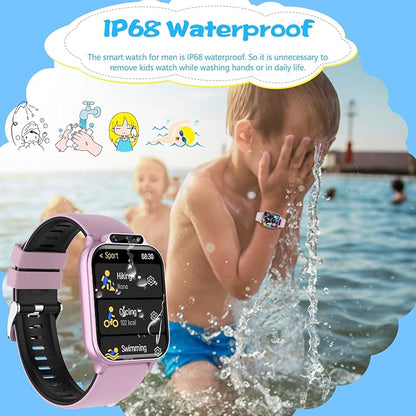 Smart Watch for Kids,1.85" Fitness Tracker with Heart Rate,Sleep Monitor,Built-in AI(Translation/Q&A/Watch Face/Image Recognition Smartwatches,NO APP/Phone, Gift for Boys Girls.(Built-in AI, Pink)