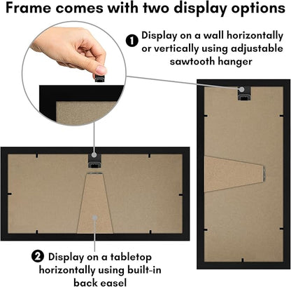 Americanflat 14x10 Picture Frame with Shatter-Resistant Glass - Signature Collection - Gallery-Style Frames Made of Engineered Wood - Photo Frame for Tabletop and Wall Display - Black