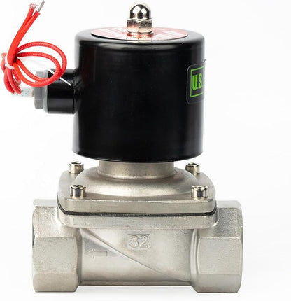 U.S. Solid 1-1/4" Solenoid Valve - 110V AC Stainless Steel Electric Solenoid Valve, Normally Closed, Viton Seal