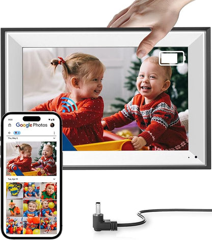 Cozyla Digital Photo Frame WiFi Smart Digital Picture Frame Battery Powered Unlimited Storage Send Photo w/Family via App Email Google Photos Instagram Web Browser Photo Frame Electronic 10.1 Inch Mat