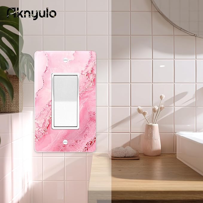 Abstract Pink Marble Design Acrylic Switch Plates & Outlet Covers Wall Plate Outlet Covers Decorative Light Switch Cover