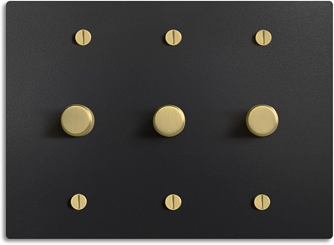 SELECT Black Brass Dimmer Light Switch, 1 Way Rotary Dimmer, 3 Gang TRIAC/Leading Edge Dimmable LED Light Switch, 15A 120V AC with Brass Knob, Faceplate & Dimming Module, UL Listed