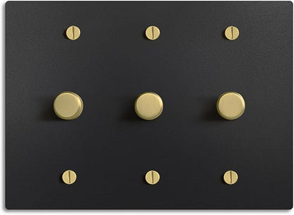 SELECT Black Brass Dimmer Light Switch, 1 Way Rotary Dimmer, 3 Gang TRIAC/Leading Edge Dimmable LED Light Switch, 15A 120V AC with Brass Knob, Faceplate & Dimming Module, UL Listed
