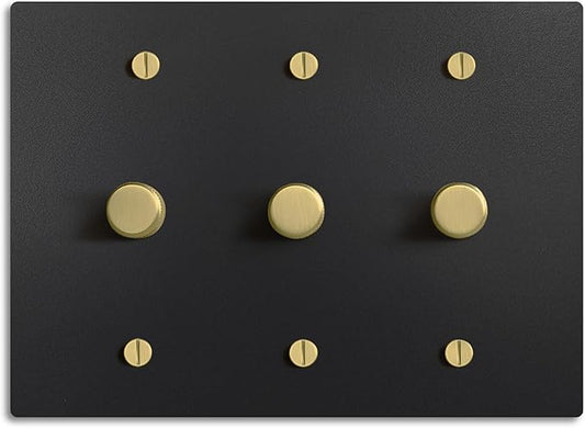 SELECT Black Brass Dimmer Light Switch, 1 Way Rotary Dimmer, 3 Gang TRIAC/Leading Edge Dimmable LED Light Switch, 15A 120V AC with Brass Knob, Faceplate & Dimming Module, UL Listed