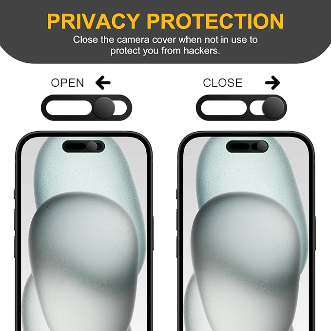 3 Pack Privacy Cover Compatible for iPhone 15/iPhone 15 Plus with 2 Front Camera Privacy Cover, Anti-Spy Camera Cover, Easy-Adhesive Design, Safeguard on iPhone 15/15 Plus.Black