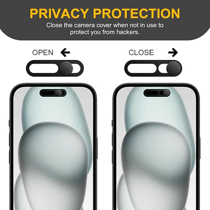 3 Pack Privacy Cover Compatible for iPhone 15/iPhone 15 Plus with 2 Front Camera Privacy Cover, Anti-Spy Camera Cover, Easy-Adhesive Design, Safeguard on iPhone 15/15 Plus.Black