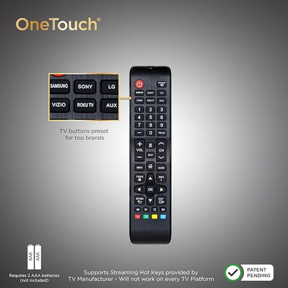 UltraPro OneTouch Universal Remote Replacement Compatible for All Samsung, LG, Sony, Vizio and Roku TV Smart TV, LED, LCD, HDTV, 3D, Series TV, Black, 84011