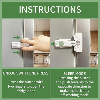 Child Proof Refrigerator Door Lock, Baby Safety Fridge Door Latches, One Handed Operation, No Tools Need or Drill (White1)