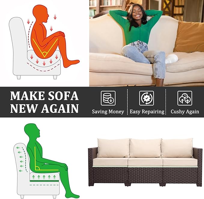 HAVARGO Couch Cushion Support for Outdoor Sagging Seat 20x20x2 Inches Couch Supports for Sagging Cushions, Quick-Drying and High Density Foam Sofa Cushion Support with Anti Slip Mesh Fabric Set of 1