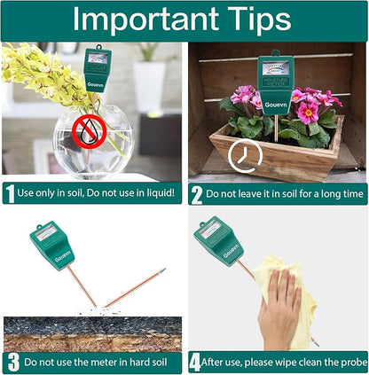Soil Moisture Meter, Plant Moisture Meter Indoor & Outdoor, Hygrometer Moisture Sensor Soil Test Kit Plant Water Meter for Garden, Farm, Lawn (No Battery Needed)
