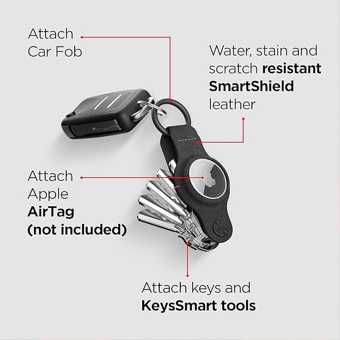 KeySmart AirTag Keychain Key Holder, Compatible with Apple AirTag Holder, Key Organizer Keychains