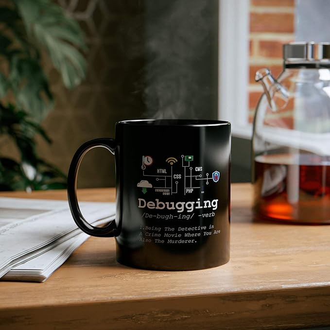 Personalized Debugging Definition Mug Funny Gift To Programmer Customized IT Programming Coding Binary Computer Teacher Student 11oz Black Ceramic Mug 11oz