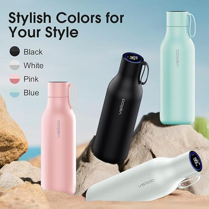 VSITOO 33oz Smart Self Cleaning Water Bottle，Insulated Water Bottle with Stainless Steel, BPA-Free, AI Self-Clean, 30-Day Battery, Magnetic Charging for Travel, Gym or Office, Black