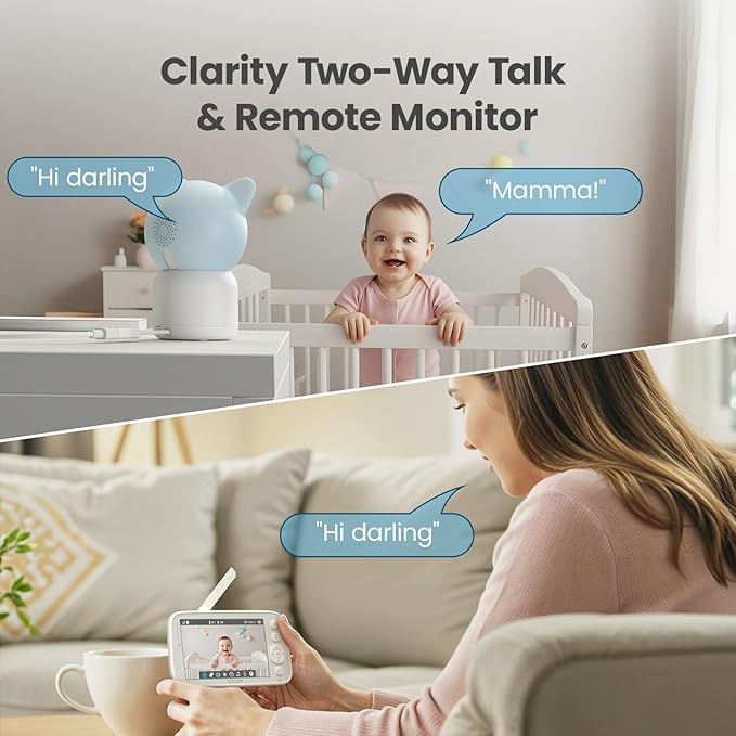 litokam 4MP Baby Monitor with Camera and Audio, 5-inch 1080P Split-Screen, No WiFi & 5G/2.4G WiFi, Remote Pan-Tilt-Zoom, Night Vision, VOX, Temperature Sensor, 2-Way Talk, 7 Lullabies, 1000ft Range