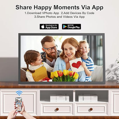 Large Digital Picture Frame 21.5 inch WiFi-Photo-Frame - 32GB, 1920x1080 IPS FHD, Auto Rotate, Load Photos Videos from Phone via App Email, Free Cloud Storage, Wall Mounted, Gift for Father Mother