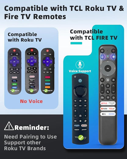 Voice Remote Replacement Compatible with TCL Google TV Remote, for QM8 QM7 Q7 Q6 Q5 S5 S4 S3 Series 4K UHD HDR LED QLED QD-Mini LED Full-HD Smart TVs (Not Applicable to Roku TVs)
