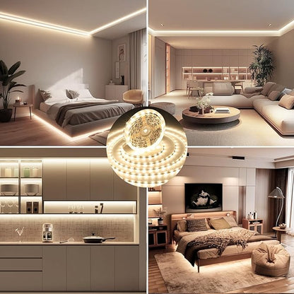 White LED Strip Lights, 131ft Dimmable 24V LED Lights Strip 4000K Bright Natural White, Flexible Tape Lights for Bedrooms, Kitchen, Cabinet, Christmas Decor, 2 Rolls of 65.6ft