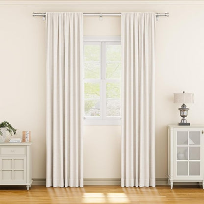 Curtain Rod 2 Pack 32-84 Inch, Heavy Duty 1 Inch Curtain Rod, Sliver Long Adjustable Window Treatment Rods, Modern Design, Easy Installation