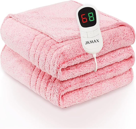 Heated Electric Blanket Queen Size - 84"x90" Flannel Heating Blanket with 10 Heating Levels & 5 Time Settings Over-Heat Protection, Winter Warmer for Adults with ETL Certification（Pink）