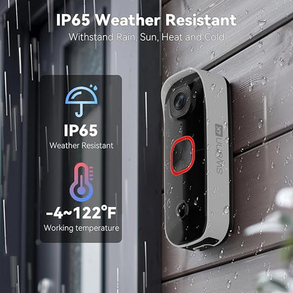 Swann Buddy4K UHD Wireless Video Doorbell & Chime | No Monthly Fee | Ultra-Wide 165° View | Smart Analytics | 2-Way Audio | Night Vision | Easy Installation | Indoor & Outdoor Surveillance | 4KBUDDY