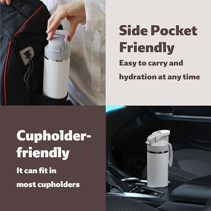 OISIZ Insulated Water Bottle 24 oz with 2 in 1 Spout and Straw Lid,One Click Safety Lock,100% Leakproof,Keep Cold 24H,Vacuum Stainless Steel Water Bottle for School,Travel and Sports,Dishwasher Safe