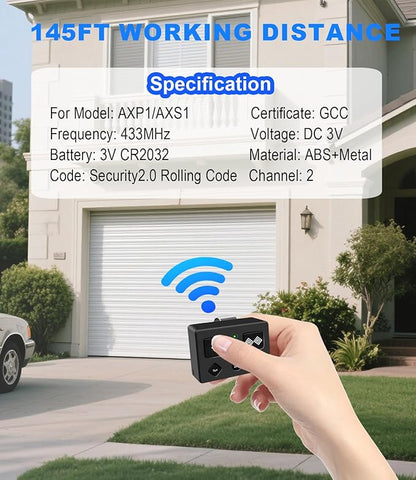 for Ghost Controls AXS1 AXP1 Remote Transmitter,5-Button Remote Transmitter for Automatic Gate Openers, Partymode, Compatible with Ghost Controls Single/Dual Control Opener Systems (AXS1 1Pack Black)