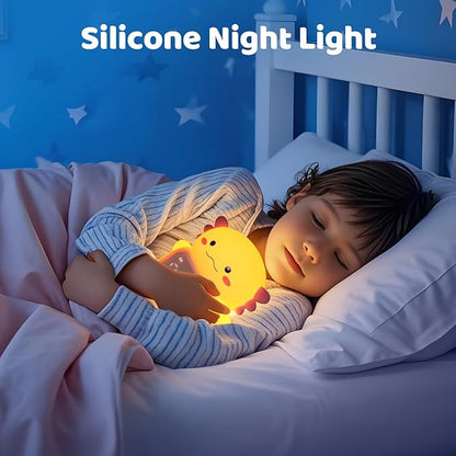 Axolotl Alarm Clock with Night Light for Kids, Rechargeable Silicone Lamp Time to Wake Clock，Cute Animal Tabletop Lamp, Perfect Sleep Companion for Boys Girls