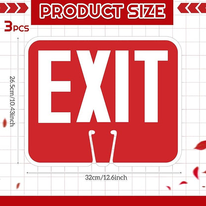 Geetery 3 Pcs Exit Traffic Cone Signs, Double Sided Printing, 10" x 13" Warning White and Exit Red Background Road Cone Top Signs