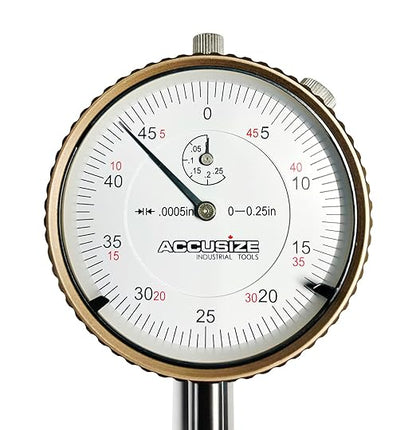 Accusize Industrial Tools Agd2 Style 0-1/4'' by 0.0005'' Dial Indicator with Lug Back, P900-S098