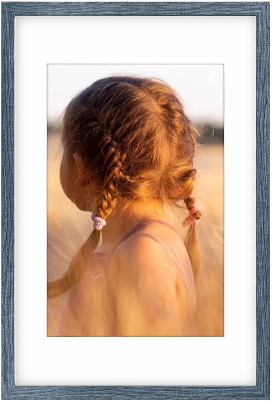 Golden State Art, 16X24 Picture Frame with Mat for 12X18 - High Definition Glass Wall Mounting Horizontal Vertical Display (Blue, 1 Pack)