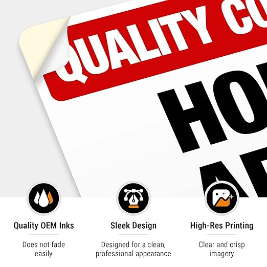Quality Control Hold Area Sign, 10x7 Inches, 4 Mil Vinyl Decal Stickers Weather Resistant, Made in USA