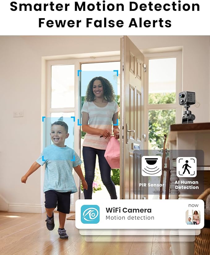 4K Mini Hidden Camera Dual-Band 2.4/5GHz WiFi Indoor Security Camera with AI Human Detection, Night Vision, Cloud/SD Storage, Up to 150 Days Standby Battery Life