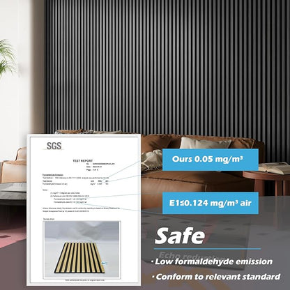 Art3d 4-Pack 108" x 12" Acoustic Wood Panels for Wall, Soundproof Wood Slat Panel for Wall and Ceiling, 3D Fluted Sound Absorbing Paneling for Interior Wall Decor, Living Room, Bedroom - Smoky Oak