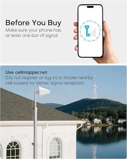Cell Phone Booster for Home Office | Boosts 5G & 4G LTE | Cell Phone Signal Booster for All U.S. Carriers-Verizon, AT&T, T-Mobile & More | for Band 12/17,13,5,25/2,4 | HD Display | App | FCC Approved