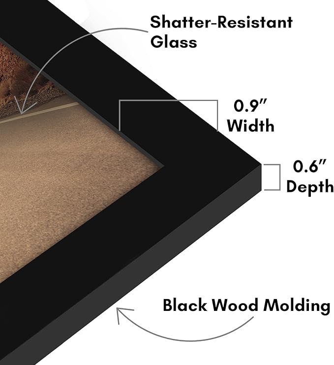 Americanflat 10x10 Picture Frame with Shatter-Resistant Glass - Signature Collection - Gallery Style Frames Made of Engineered Wood - Square Frame for Wall Display - Black