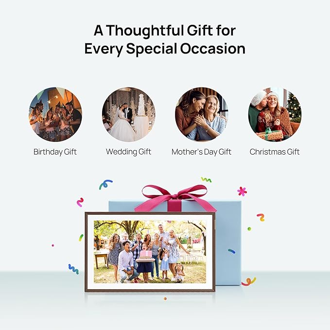 Arzopa 15.6" Large Digital Picture Frame, 1920X1080 FHD Touchscreen with Anti-Glare, 32GB Storage Electric Picture Frame Slideshow Support Photo Organization, Custom Gift Mode for Family and Friends