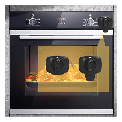 Knob Switch Child Proof Oven Lock Baby Safety Oven Door Lock for Toddlers Heat-Resistant Adhesive no Tools Need or Drill (Black-2Pcs)